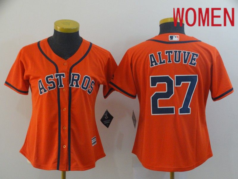 Women Houston Astros #27 Altuve Orange MLB Jerseys->youth mlb jersey->Youth Jersey